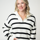 IN STOCK Quarter Zip Striped Pullover - Black and White