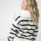 IN STOCK Quarter Zip Striped Pullover - Black and White