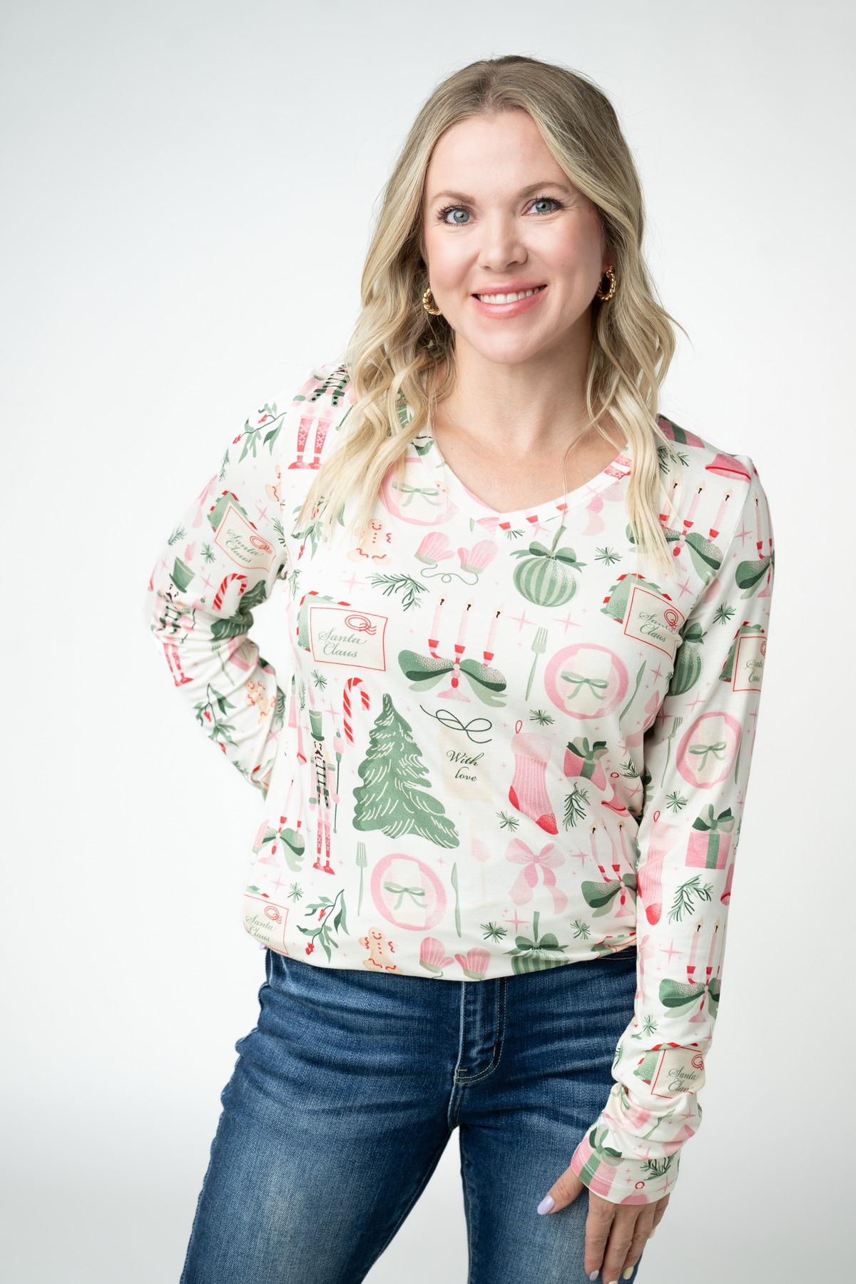Larissa Long Sleeve - Pink Pine Noel
