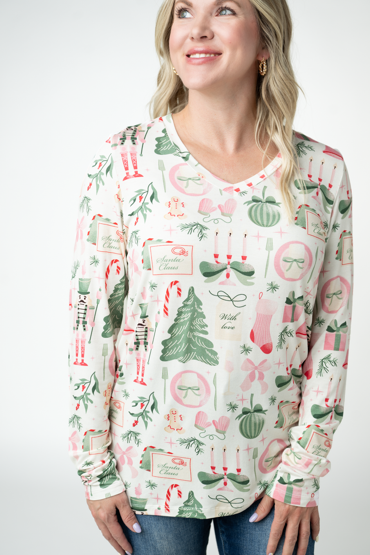 Larissa Long Sleeve - Pink Pine Noel