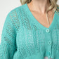 Callie Cropped Cardigan - Aqua