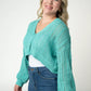 Callie Cropped Cardigan - Aqua