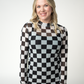 Blair Mesh Long Sleeve Top - Black and White Checkers