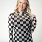 Blair Mesh Long Sleeve Top - Black and White Checkers