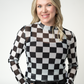 Blair Mesh Long Sleeve Top - Black and White Checkers