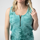 Mila Zipper Tank - Teal Tie Dye