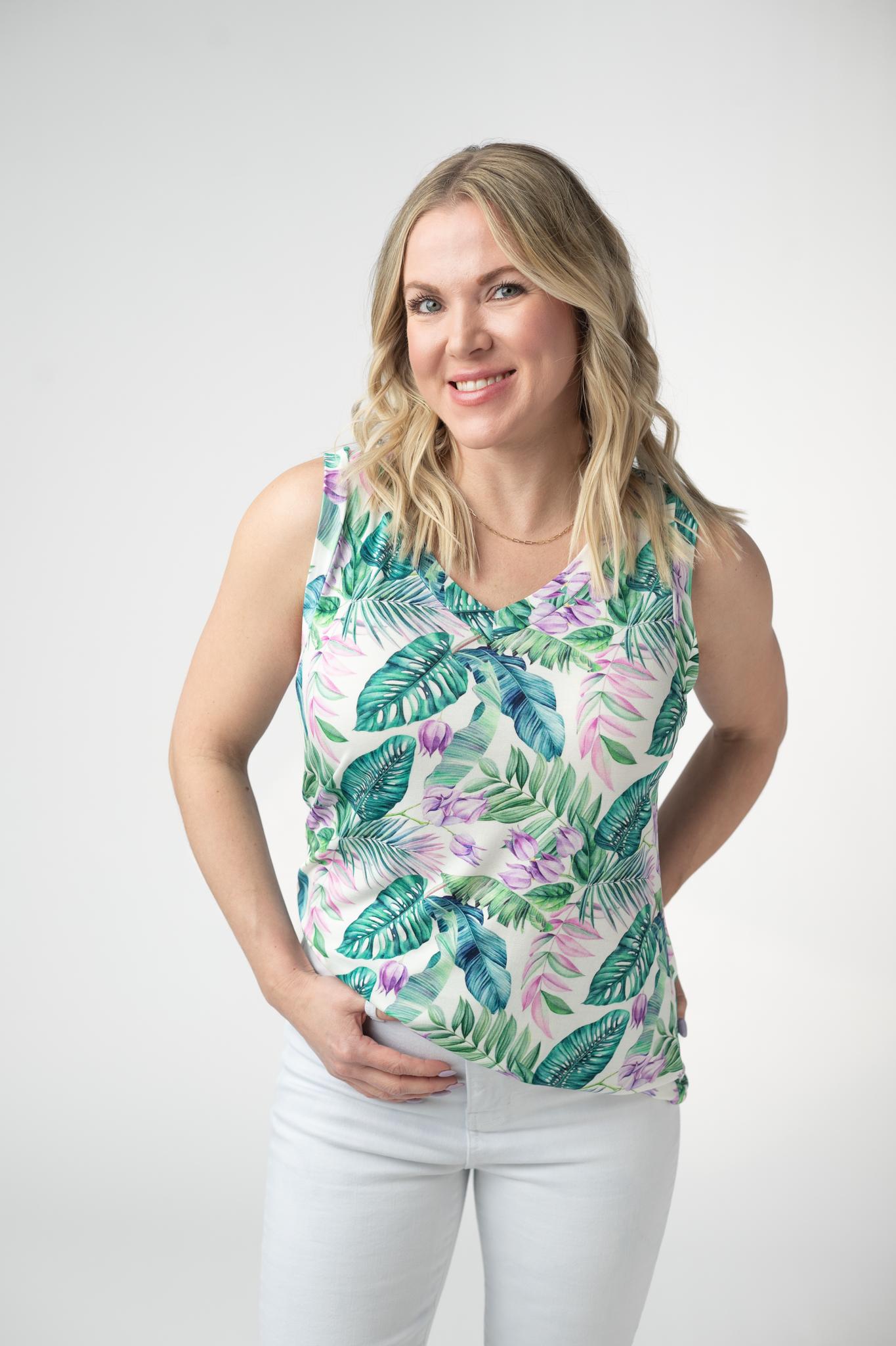 Noelle Tank - Tropical Leaf