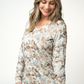 Larissa Long Sleeve - Neutral Leaves