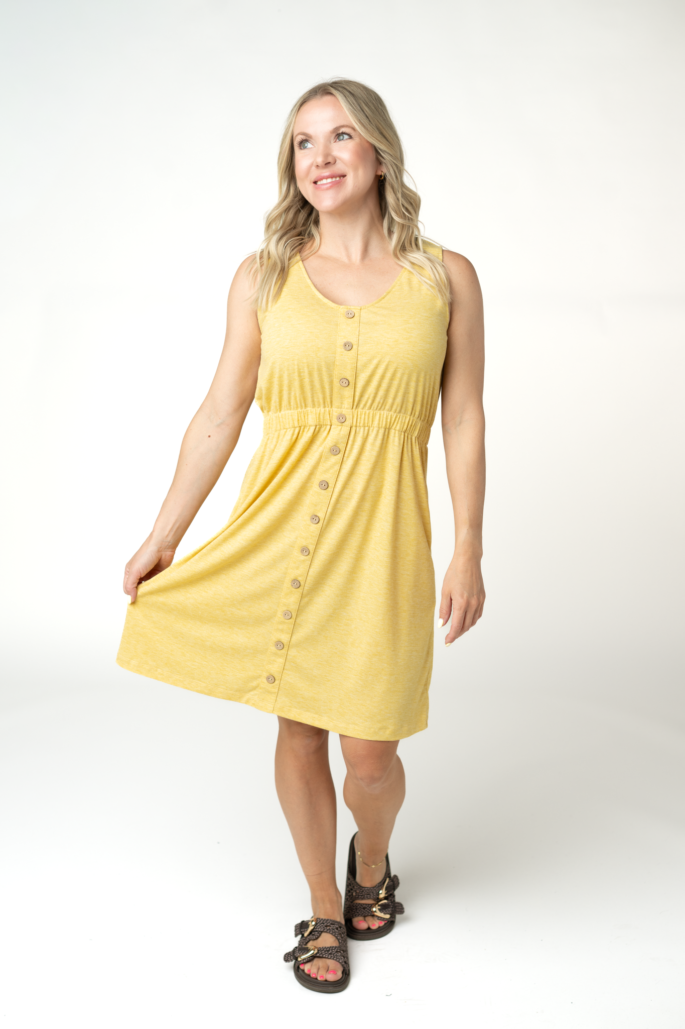 Yellow Beverly Button Dress