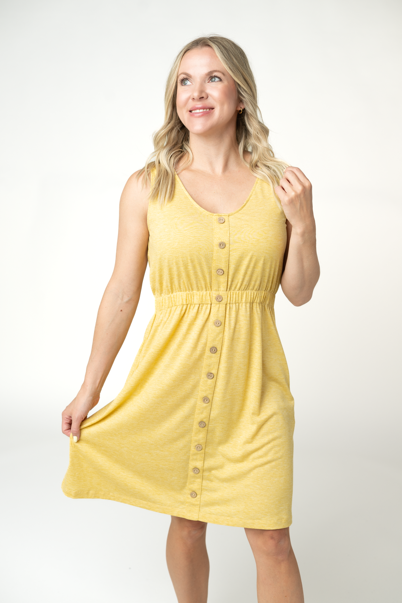 Yellow Beverly Button Dress
