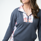 Rowan Zip Pullover - Slate Blue and Autumn Watercolor