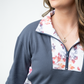 Rowan Zip Pullover - Slate Blue and Autumn Watercolor