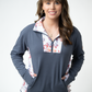 Rowan Zip Pullover - Slate Blue and Autumn Watercolor
