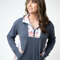 Rowan Zip Pullover - Slate Blue and Autumn Watercolor