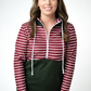 Soft Classic HalfZip Hoodie - Evergreen and Burgundy Stripes