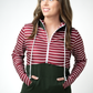 Soft Classic HalfZip Hoodie - Evergreen and Burgundy Stripes