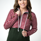 Soft Classic HalfZip Hoodie - Evergreen and Burgundy Stripes