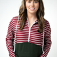 Soft Classic HalfZip Hoodie - Evergreen and Burgundy Stripes