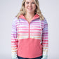 Classic Halfzip Hoodie - Rainbow Stripes and Sun Kissed Coral