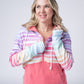 Classic Halfzip Hoodie - Rainbow Stripes and Sun Kissed Coral