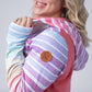 Classic Halfzip Hoodie - Rainbow Stripes and Sun Kissed Coral