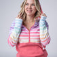 Classic Halfzip Hoodie - Rainbow Stripes and Sun Kissed Coral