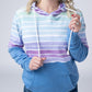 Hailey Pullover Hoodie - Rainbow Stripes and Blue
