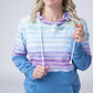 Hailey Pullover Hoodie - Rainbow Stripes and Blue