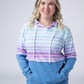 Hailey Pullover Hoodie - Rainbow Stripes and Blue