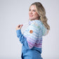 Hailey Pullover Hoodie - Rainbow Stripes and Blue