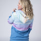 Hailey Pullover Hoodie - Rainbow Stripes and Blue