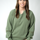 Lace Accent Vintage Wash Pullover - Olive