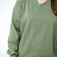 Lace Accent Vintage Wash Pullover - Olive