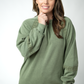 Lace Accent Vintage Wash Pullover - Olive