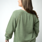 Lace Accent Vintage Wash Pullover - Olive