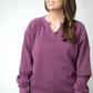 Lace Accent Vintage Wash Pullover - Purple