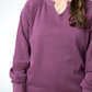 Lace Accent Vintage Wash Pullover - Purple