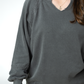 IN STOCK Lace Accent Vintage Wash Pullover - Black
