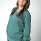 Lace Accent Vintage Wash Pullover - Teal