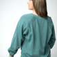 Lace Accent Vintage Wash Pullover - Teal