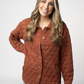 Geometric Button Down Jacket - Rust