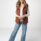 Heather Geometric Hooded Vest - Rust