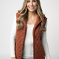 Heather Geometric Hooded Vest - Rust