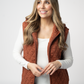 Heather Geometric Hooded Vest - Rust