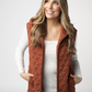 Heather Geometric Hooded Vest - Rust