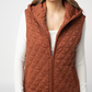 Heather Geometric Hooded Vest - Rust