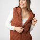 Heather Geometric Hooded Vest - Rust
