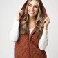 Heather Geometric Hooded Vest - Rust