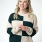 Checkered Block Sweater - Cream and Evergreen