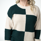 Checkered Block Sweater - Cream and Evergreen